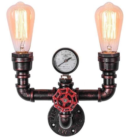 Vintage Steampunk Wandleuchten Rustikale Wasserrohr Wandlampe Industrielle Wandleuchte für Cafe Bar Dekoration, E27 (nicht enthalten) (Farbe: H)