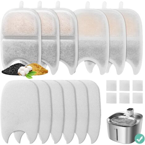6er-Set Ersatzfilter und Schwämme für 4 l Wildwasserbrunnen, Katzenwasserbrunnenfilter, Dreifach-Filtration, Haustierbrunnenfilter, Ersatzfilter für Hundebrunnen (1/5)