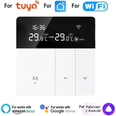 Smart WiFi Thermostat mit App für elektrische Fußbodenheizung, digitaler Regler, 25A elektrische Heizung mit WIFI (inkl. 3m Sensorkabel), Fernbedienung, für Tuya, Smart Life App, kompatibel mit Multip (1/5)