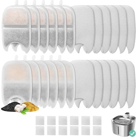 12er-Set Ersatzfilter und Schwämme für 4 l Wildwasserbrunnen, Katzenwasserbrunnenfilter, Dreifach-Filtration, Haustierbrunnenfilter, Ersatzfilter für Hundebrunnen (1/5)