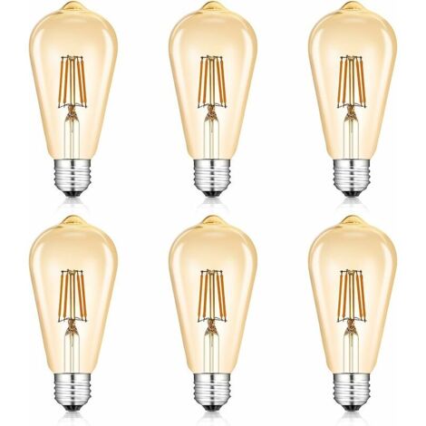 LED-Glühbirne E26/E27, Vintage-Glühfadenlampe, Einschraubbirne, bernsteinfarben, antike Retro-Lampe, nostalgisches Gelb, 4 W, entspricht einer 48-W-Glühbirne, ideal für Zuhause, Café, Bar usw. (1/5)