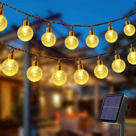 Solar-Lichterkette für draußen, 22 m, 200 LEDs, wasserdicht, 8 Modi, Kristall-Solar-Lichterkette für den Außenbereich, Garten für Balkon, Bäume, Hochzeiten, Partys (Warmweiß) (1/5)