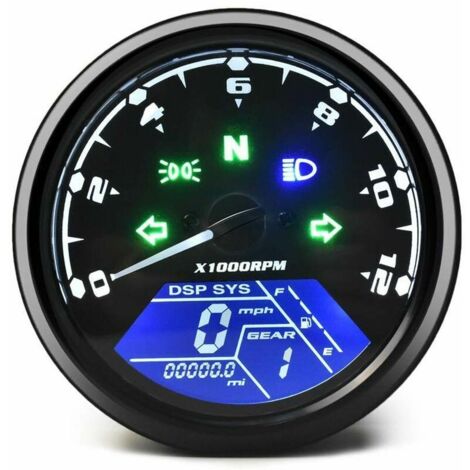 Universal Motorrad Kilometerzähler LCD Digital Tachometer Tachometer Messgeräte mit Nacht Licht Fit für 12V Motorrad Am beliebtesten (1/5)