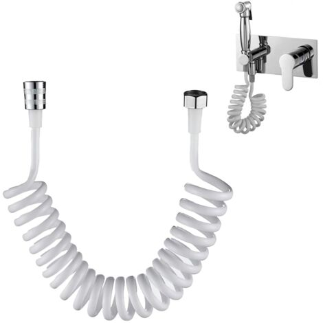 Federschlauch für Badezimmer, Teleskop-Flexibler Brauseschlauch, Teleskop-Federschlauch, Brauseschlauch, Einziehbarer Schlauch für Handbrause, Toilette und Bidet, 1 Stück, weiß
