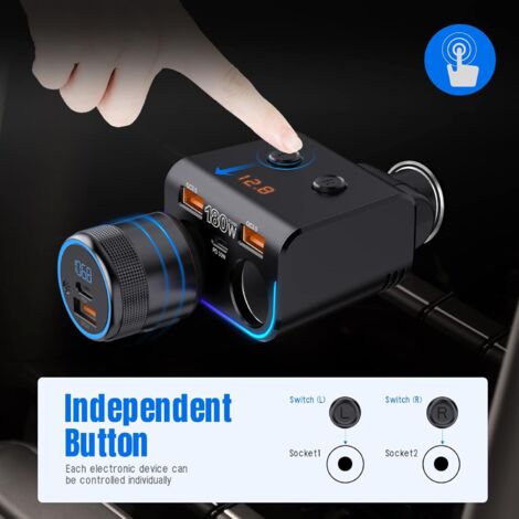 USB C Auto Ladegerät Zigarettenanzünder Verteiler Adapter Splitter Typ