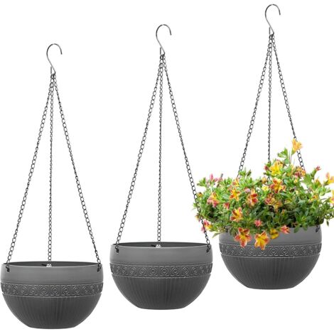 3er-Pack hngende Blumentpfe (Durchmesser  21 cm), hngende Pflanztpfe  aus Kunststoff fr den Auenbereich, selbstbewssernder Hngepflanzer mit  Aufhngekette fr den Innenbereich und den Balkon