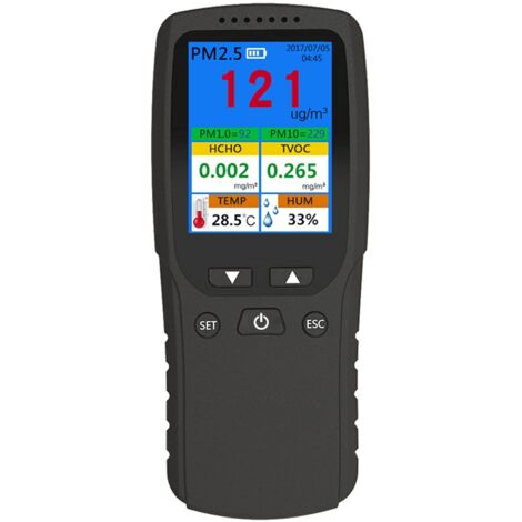 9-in-1-Luftqualitätsmonitor für den Innen- und Außenbereich, PM2.5, PM1.0, PM10, HCHO, TVOC, Detektor, Messgerät, Tester, Temperatur- und Feuchtigkeitssensor