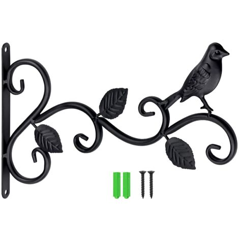 Metallhalterungen für Hängekörbe, Haken, Pflanzenhängerhalter mit Schrauben zum Aufhängen von Pflanzen, Vogelhäuschen, Laternen, als Dekoration für Garten und Balkon (Vogel) (1/5)