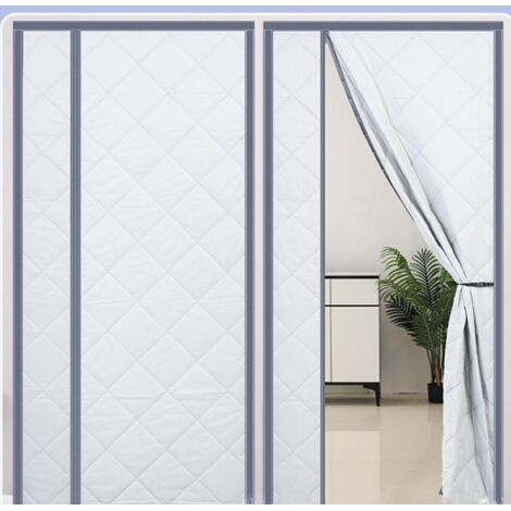 Magnetischer Wärmeschutzvorhang, Fillis 100x220cm PU Leder Tür Thermovorhang Isolierter Winddichter Vorhang Wärmeschutz Balkon Wohnzimmer Terrassentür, Grau (1/5)