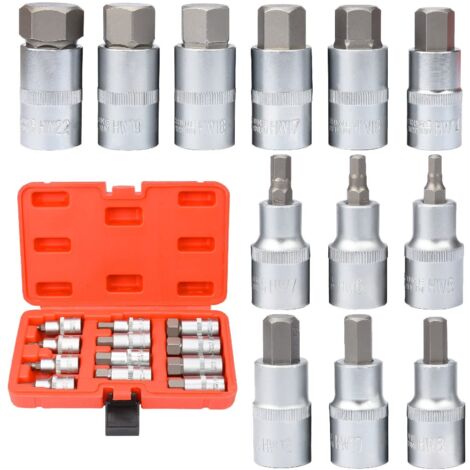 12-teiliger Premium S2 1/2" Innensechskant-Steckschlüsselsatz, Inbusschlüssel-Schraubendreher-Bits, metrisch (1/5)
