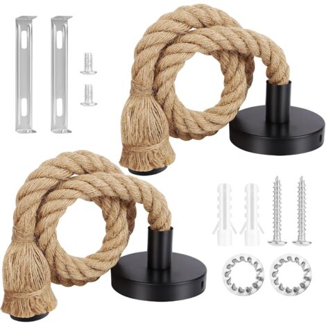 2 Stück Industrielle Pendelleuchte, E27-Fassung, Hängeleuchte, Kronleuchter, Seilkabel, Lampe, Vintage, E27-Hanf-Lampenfassung, Hängeleuchte mit 100 cm Kabel für Küche, Café, Bar (1/5)