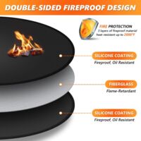 Feuerfeste Grillmatte, 96,5cm Rund – Schützt Deck & Rasen Vor Hitze & Fett, Wasserdicht, Hitzebeständig Bis 1093°C