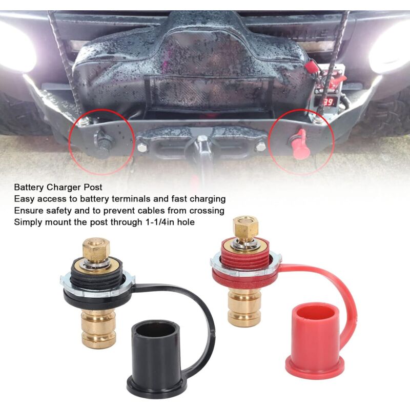 Ampper Morsetti del connettore terminale della Batteria d'ottone, Set di Morsetti della Batteria dell'alberino Superiore Veicoli marini della Barca RV dell'automobile (1 Coppia