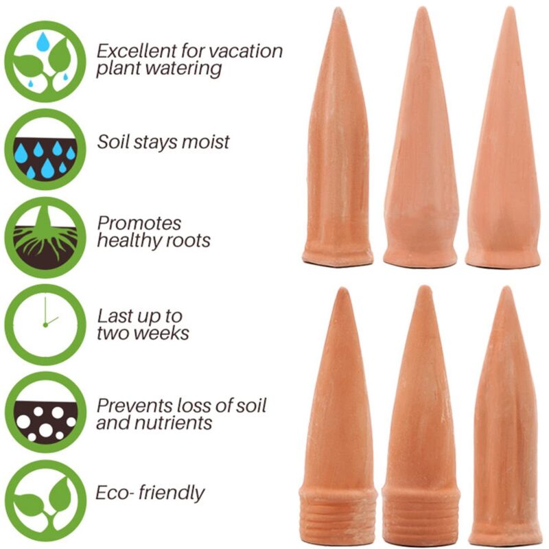 4 pezzi punte per irrigazione piante terracotta multifunzionale