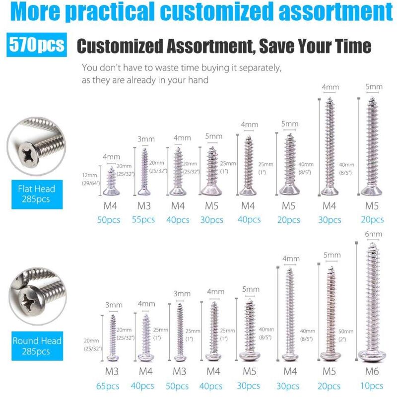 Viti Senza Fine Inox A2 Set Di 250 Viti Senza Fine In Acciaio Inox