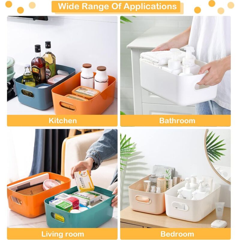 Cleafe - Set 3 Cestini Portaoggetti Organizer Tessuto Bagno Rettangolari Blu Bianco 59082 86522407