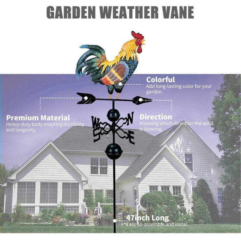 Banderuola Segnavento Gallo In Ferro 50x35cm – Decorazione Da Tetto Per Giardino E Esterni