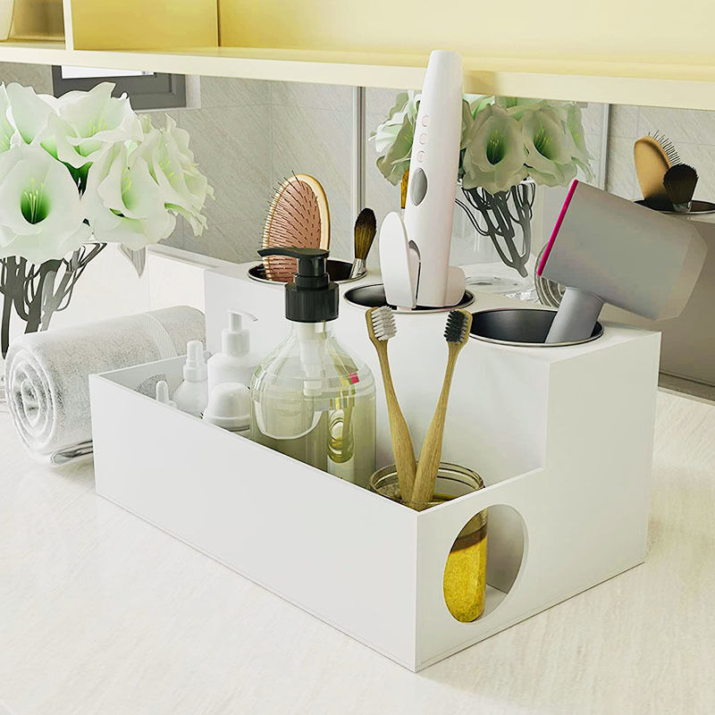 MDesign Porta Asciugacapelli Senza Foratura Da Appendere Alla Porta - Organizer Bagno In Metallo Con 4 Scomparti Per Ferro E Piastra, Argento