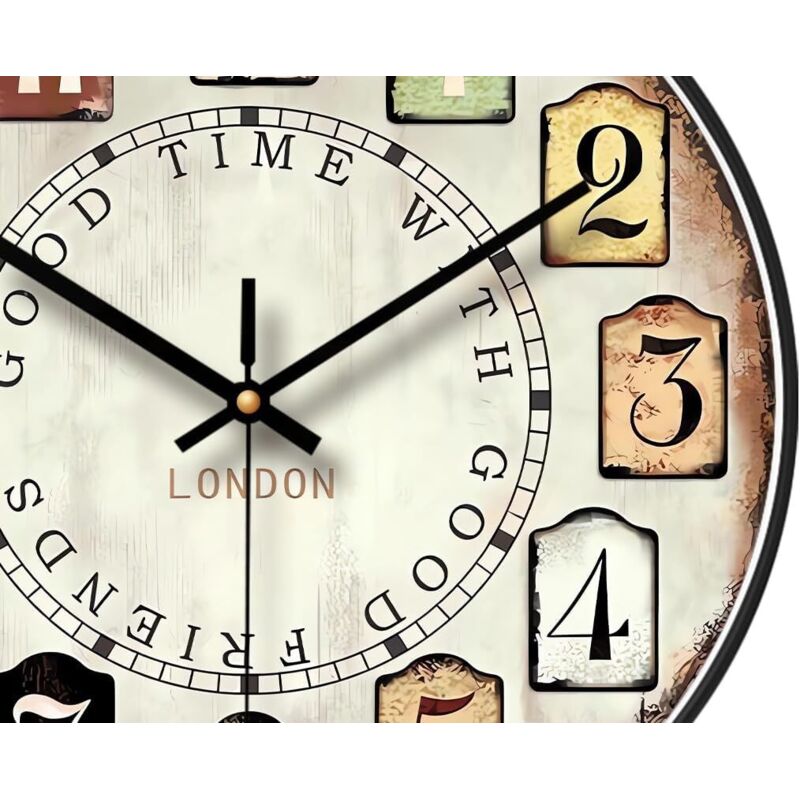HTN - Orologi Da Parete In Metallo Yh-large, Orologio Da Parete Vintage Con Numeri Romani