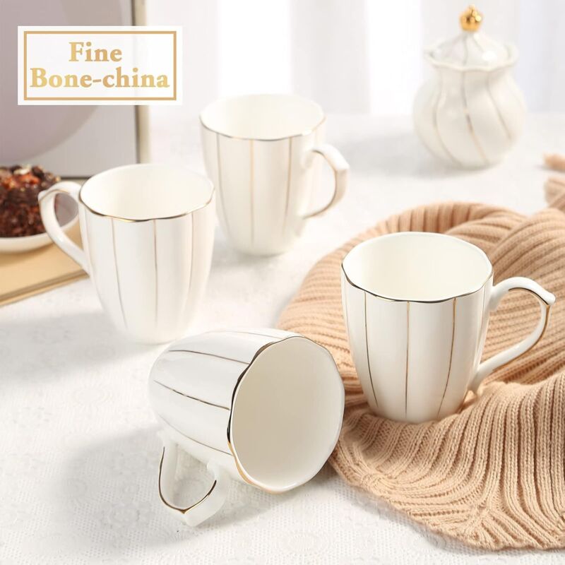 Elanze Designs Set Di 4 Tazze In Ceramica Grezza – "Cup Of Cozy" – Stile Country, Capienza 396,9 Ml
