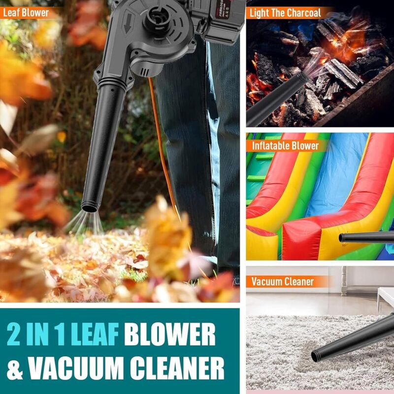 Soffiatore Foglie Senza Fili 24V - 5 Velocità, Leggero, Con 2 Batterie, Per Giardino E Pulizie - Foto 2