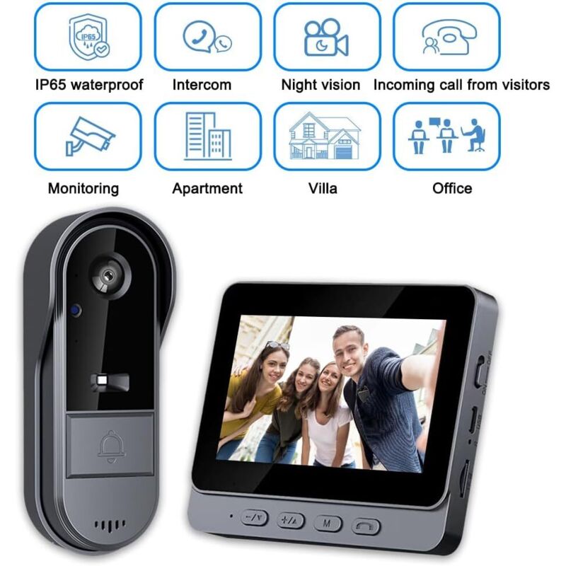 Videocitofono Wireless 1080P Con Schermo 4.3" E Visione Notturna: Sicurezza Domestica A 170°!