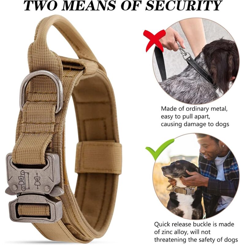 Collare Tattico Per Cani Con Maniglia Di Controllo – Nylon Resistente, Fibbia In Metallo, Perfetto Per Addestramento E Escursioni