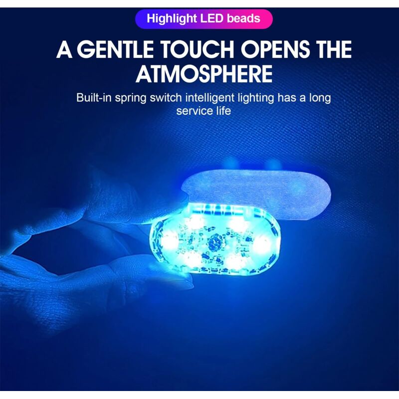 ICBEAMER Luci LED USB Per Auto (2 Pezzi) – Illuminazione Ambientale Blu Per Interni, Bagagliaio E Console