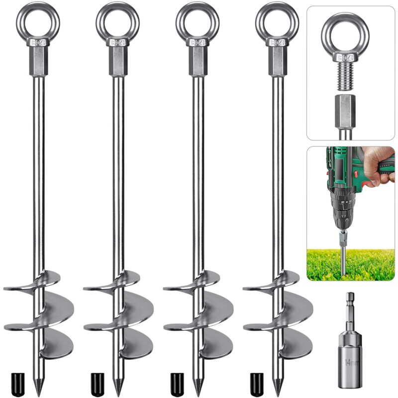 Ancoraggio A Terra 10 Picchetti Da Terra Zincati 30cm Con Ganci A J - Per Tende, Trampolini, Reti Da Calcio E Campeggio Ancoraggio Esterno - Foto 8