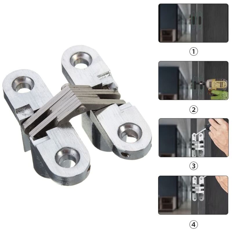 2 Cerniere Nascoste A 180° Per Porte Pieghevoli - Metallo Nero Regolabile - Foto 7