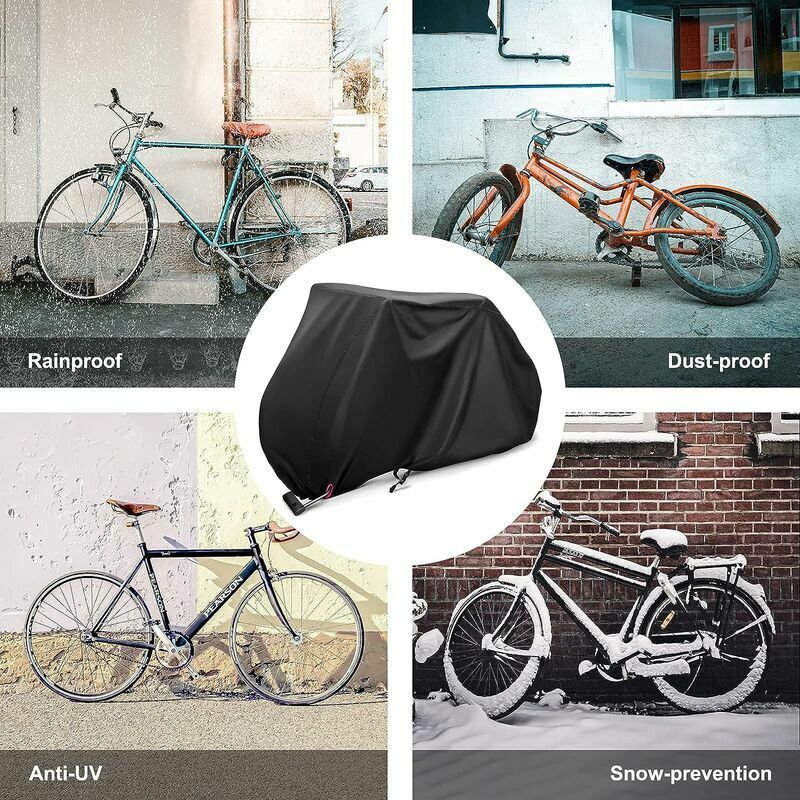 Protection 200x110x70 Cm Housse De Protection Vélo Extérieur - Tissu Oxford 210D Imperméable - 200x110x70cm - Avec Trou De Cadenas & Sac De Rangement Bache De Protection