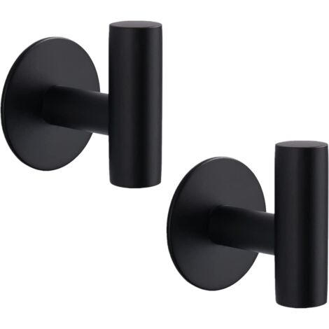2 pezzi Ganci adesivi da parete per bagno, resistenti, in acciaio inox 304, senza foratura, antiruggine, per cucina, bagno, garage, nero (1/5)
