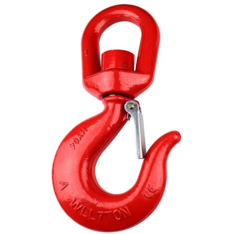 Gancio girevole universale di grado 80 da 3 tonnellate - Gancio girevole per impieghi gravosi con fermo - 1,6 cm - 2,998 kg - Gancio girevole di sollevamento - Gancio di sollevamento girevole - Gancio (1/5)