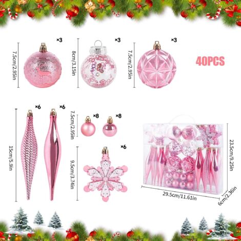 100 palline di Natale infrangibili, decorazioni per l'albero di Natale con carta regalo riutilizzabile per feste (rosa) | Leroy Merlin