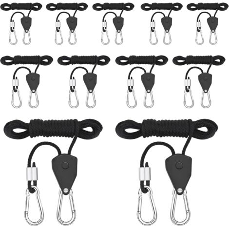 Confezione da 11 ganci a cricchetto regolabili, cricchetto per corda da 1/8", cricchetto per corda con gancio, cricchetto per corda regolabile per tende da sole e tende (1/5)