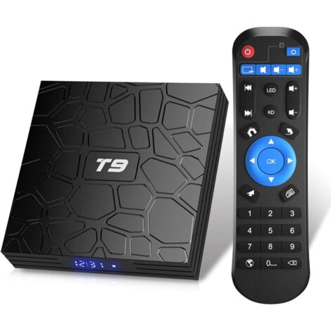 T9 Android 9.0 Boîtier TV 2 Go RAM/16 Go ROM Supporto 2.4/5.0 GHz WiFi BT4.0 RK3318 Quad-Core 4K 3D HD DLNA Smart TV Box