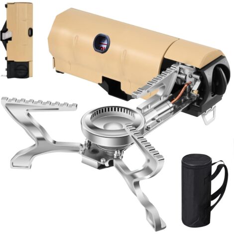 Réchaud Camping Kemper KE2009 + 4 Cartouches Butane 190 G + Gants – Coupe-vent, Valve Réglable, Sécurité