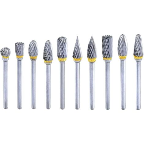 10 pezzi Kit fresa rotante in carburo di tungsteno Punta per trapano elicoidale a gambo singolo Taglio a fessura per lucidatura di metalli Incisione su legno Ceramica Gioielli Vetro (1/5)
