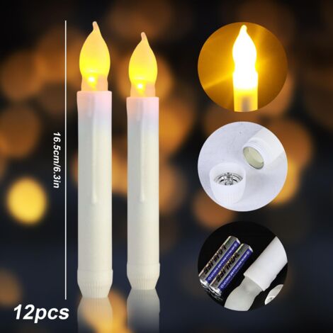 Confezione da 12 candele LED tremolanti - Candele LED elettriche a batteria - Stoppino 3D - per decorazioni natalizie - Luce bianca calda (1/4)