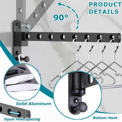 Stendibiancheria Da Parete Pieghevole 80 Cm In Acciaio Inox - Salvaspazio Per Balcone E Bagno, Portata 50kg - 2