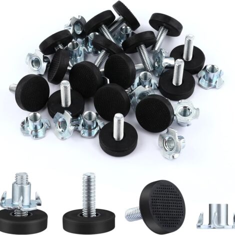 LUPATDY Gambe del Letto Regolabili in Altezza 15 - 25 cm, 4 Pezzi, Set di Rinforzo per Travi Centrali e Rete a Doghe, Robusti Piedini di Supporto per Telaio del Letto (Nero