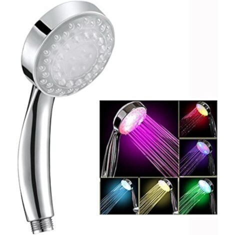 Soffione doccia a LED con cambio colore, soffione doccia a LED per bagno, soffione doccia portatile con luce LED con cambio colore automatico a 7 colori (1/5)