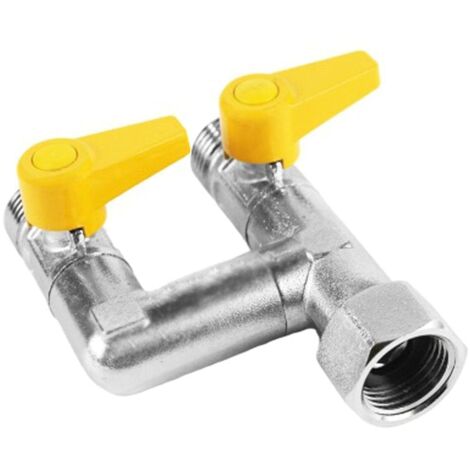 Valvola a sfera tipo H da 1/2", splitter di accoppiamento a 3 vie, valvola di collegamento del contatore del gas per il controllo del flusso del gas, 175 PSI, maniglia di azionamento da 1/4 di giro (F (1/5)