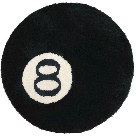 Tappeto da biliardo con simulazione di 8 palle - Tappetino antiscivolo - Tappeto da bagno per la cameretta dei bambini - Tappeto decorativo nero per soggiorno, decorazione per feste (1/5)