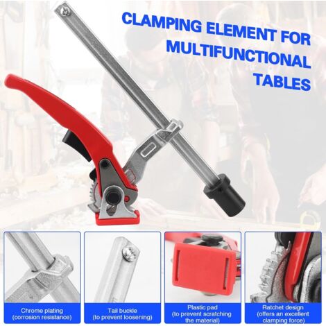 2 Morsetti A Leva A Sgancio Rapido In Acciaio - Capacità 160mm, Profondità Gola 60mm, Per Guide Festool, Makita, DeWalt - 3
