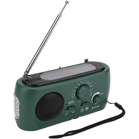 Radio solare portatile, radio multifunzione AM/FM/SW, torcia LED ad energia solare con manovella dinamo, caricabatterie di emergenza per telefono, per escursionismo e campeggio (1/5)