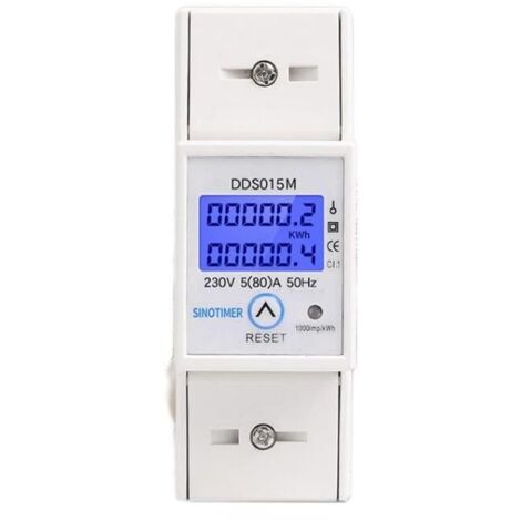 Consumo del contatore elettrico 220V, energia 50Hz contatore di energia monofase LCD digitale Wattmetro montaggio su guida DIN con retroilluminazione Misura il consumo di elettricità 5-80A 230V (1/5)