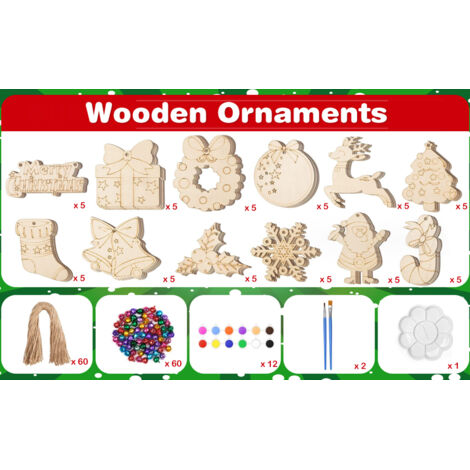 NT-ling Ornamenti natalizi, 12 pezzi in legno ornamenti per albero di Natale da appendere etichette pendenti decorazioni artigianali per albero di Natale, vacanze, matrimonio, San Valentino