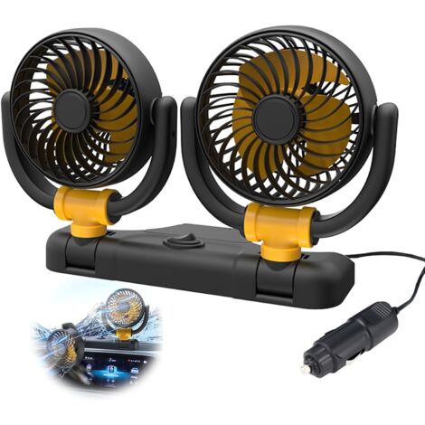 VENTILATORE PER AUTO PORTATILE CON BASE DOPPIA VELOCITÀ' ROTAZIONE 12V