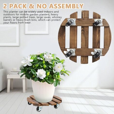 Carrello porta piante da 30 cm, 40 cm, 50 cm, 60 cm, supporto per piante in vaso in plastica con ruote, portavasi rotondo su ruote, carrello per uso interno ed esterno (bianco